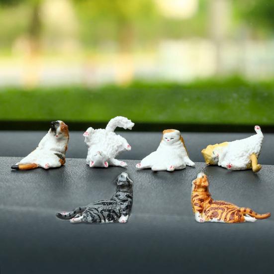 Dekorace na palubní desku auta Kočka Mini figurky spící koťátka na čelní sklo a konzoli Roztomilé PVC ozdoby Bezpečný rozkošný doplněk do interiéru auta