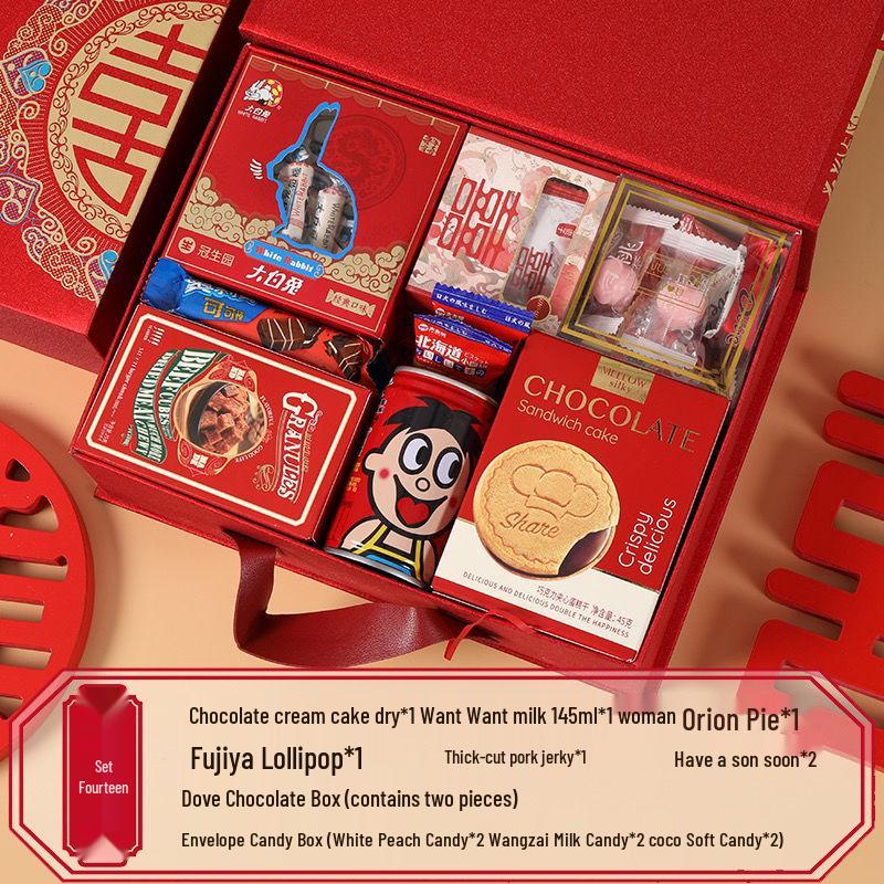 Luxury Chinese Wedding Candy Gift Box with Sugar Candies, Bridesmaid Favors, Return Gifts, and Thank You Tokens