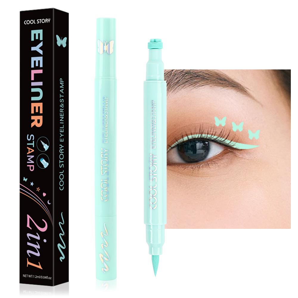 Dual-Ended Matte Eyeliner: 2-in-1 Liquid Pen with Stamp Dot, Long-Lasting, Quick-Dry, Waterproof, Smudge-Proof