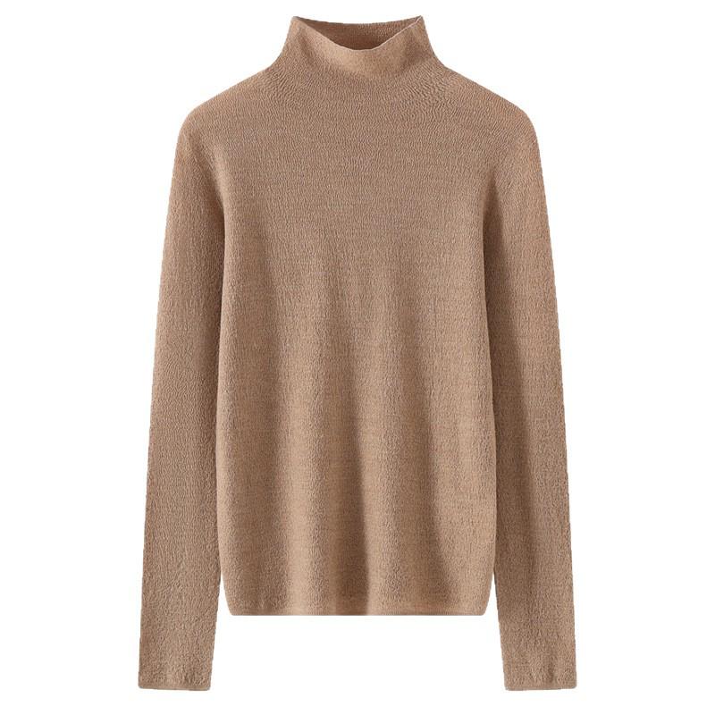 2026 Spring/Summer Korean Style Slim Fit 100% Wool High Neck Solid Knit Sweater