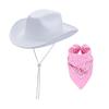 Feather Edge Letter Cowboy Hat Sequins Pink Western Rough Edge Cowboy Hat Glasses Square Towel Three-piece Set