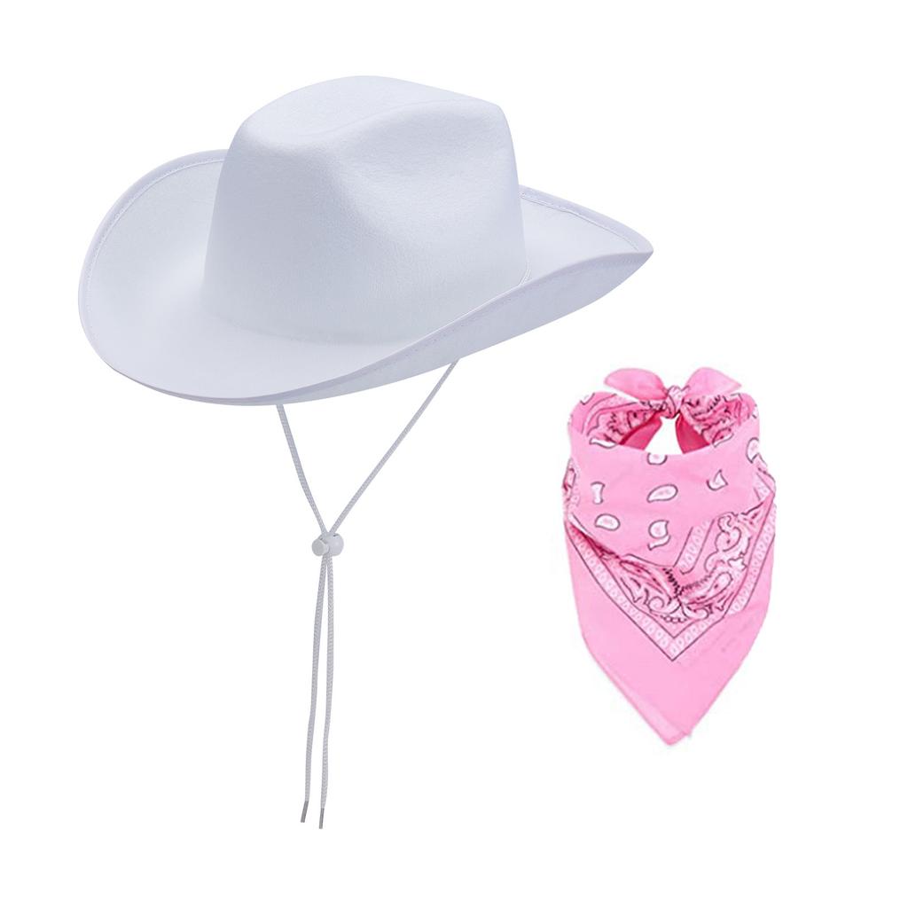 Feather Edge Letter Cowboy Hat Sequins Pink Western Rough Edge Cowboy Hat Glasses Square Towel Three-piece Set