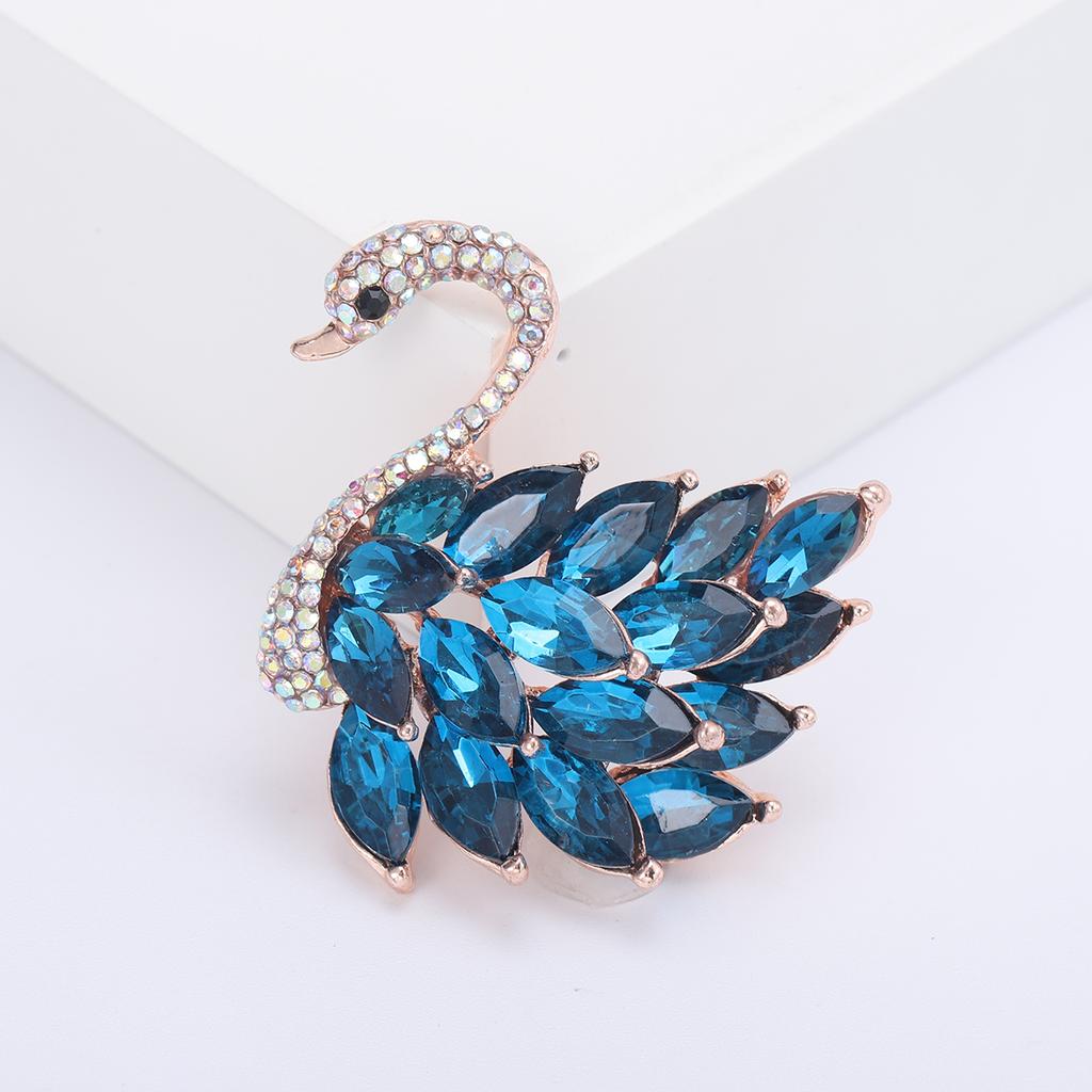 Rhinestone Swan Brooches for Women Unisex Crystal Glass Animal Pins Banquet Party Backpack Gifts Jewelry Accessories