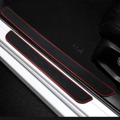 4 pièces Caoutchouc PVC Seuil de Porte de Voiture Protections Anti-rayures Plaque Adhésive Protections de Marchepied Universelles Accessoires de Voiture