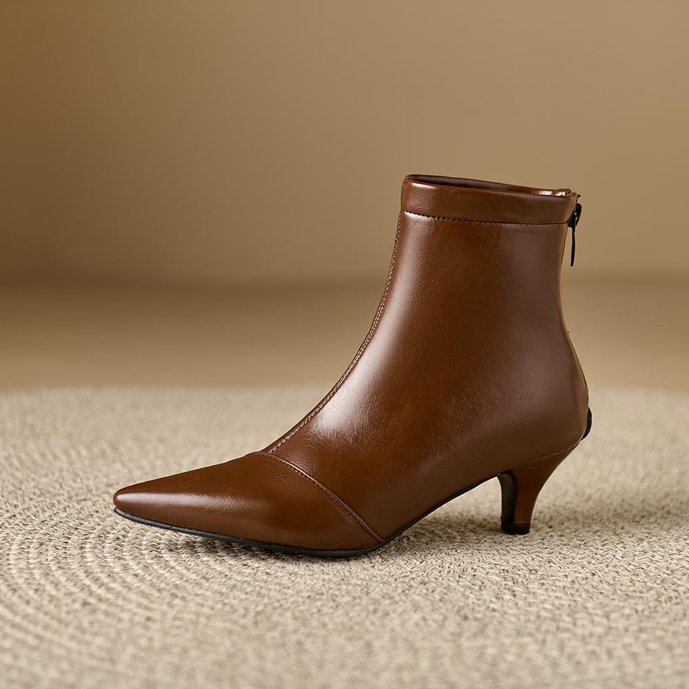 Brown Black Women Ankle Boots High Heel Small Big Size 32 48