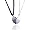 Necklace - BH - BH3668 - Magnetic Heart - Black Silver - Valentine's Day Gift