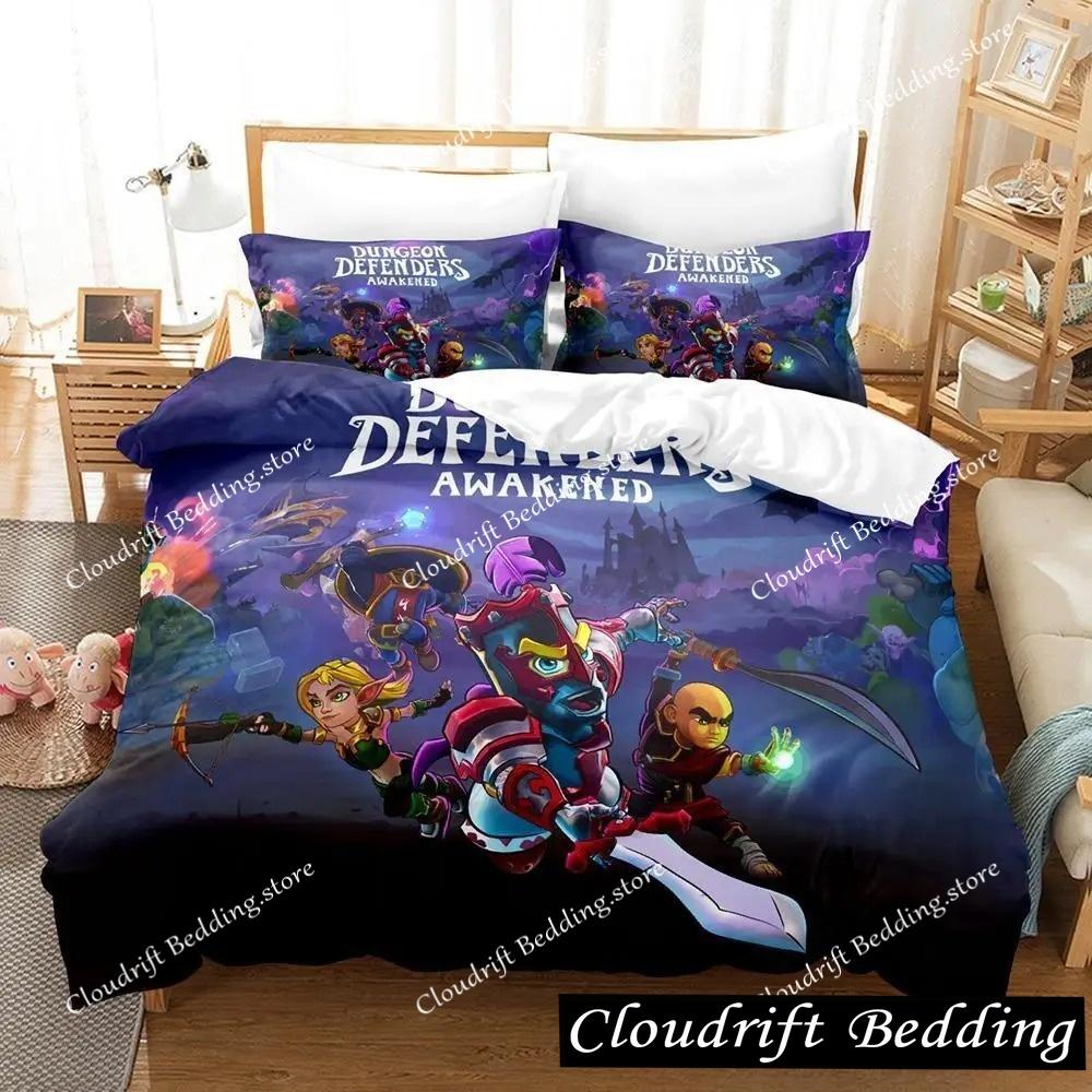 New 3d Printed Game Dungeon Defenders Bedding Set Cartoon Anime three-piece Set Adult Kid Bedroom Duvet Cover Sets Home Textiles