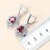 Women Wedding Jewelry Bridal Red Garnet Cz Earrings Pendant Necklace Bracelet And Ring Gift Sets