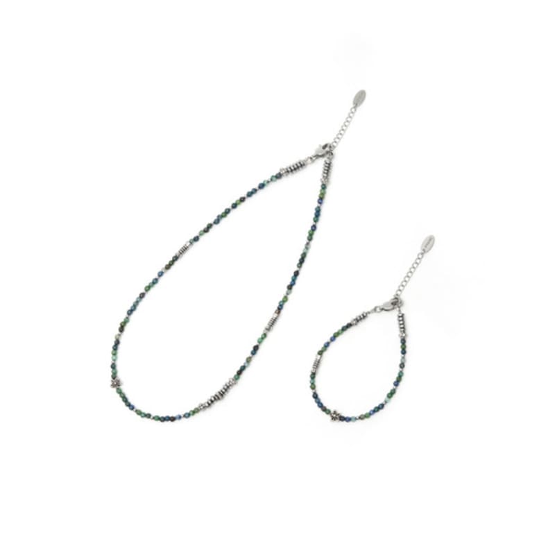 SPERONE [SET] Green Bead Necklace and Bracelet