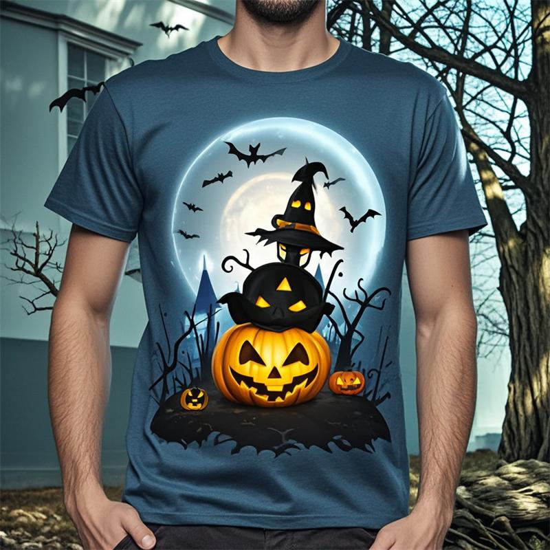Halloween Pumpkin Graphic T Shirts Horror Ghost T Shirt For Men Clothes Casua