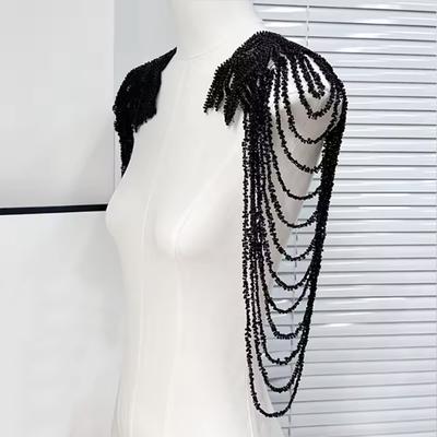 Handmade Cloth Sticker Decorative Solid Color Fashion Accessories Crystal Bead DIY Tassels Patch Applique 6 Colors