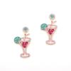 Cross-border New European and American Style Fashion Versatile Cocktail Cup Style Exaggerated Temperament Hollow Diamond Alloy Earrings
