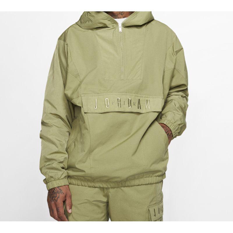 Giacca Tessuta con Cappuccio e Mezza Zip Air Jordan Sport DNA Uomo Giacche Verde Scuro CD5729-370
