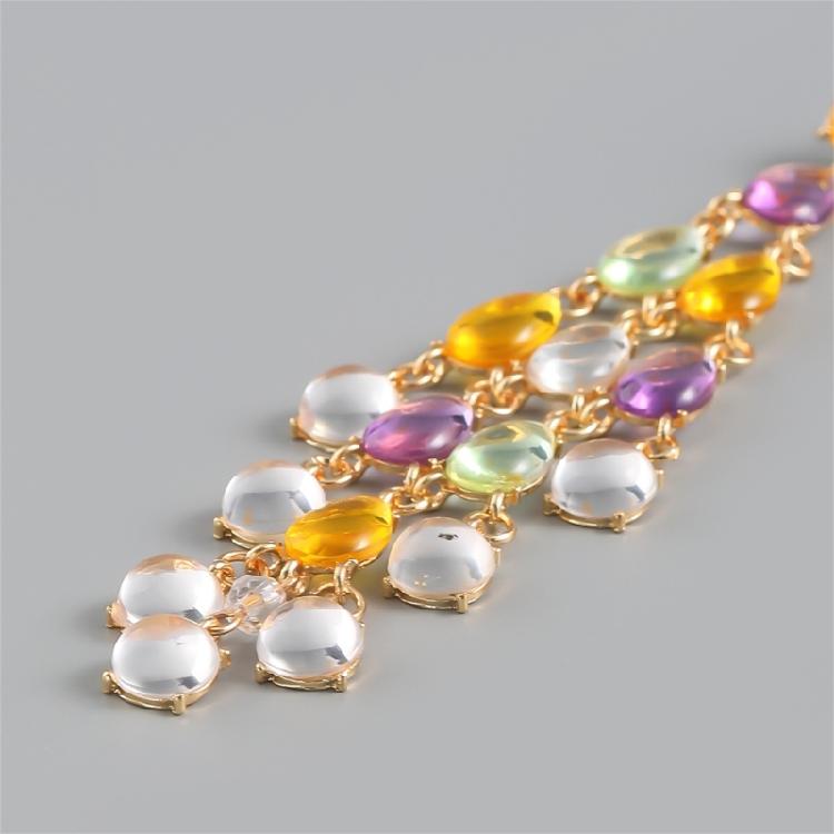 Unique Exotic Bohemian Tassels Earrings Colored Gemstones Chandelier Dangle Earrings Elegant Women's Party Accessories