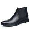 High-end Retro Pointed Chelsea Boots Men's One-pedal Casual Leather British Leather Boots Mid-help Martin Boots Tide