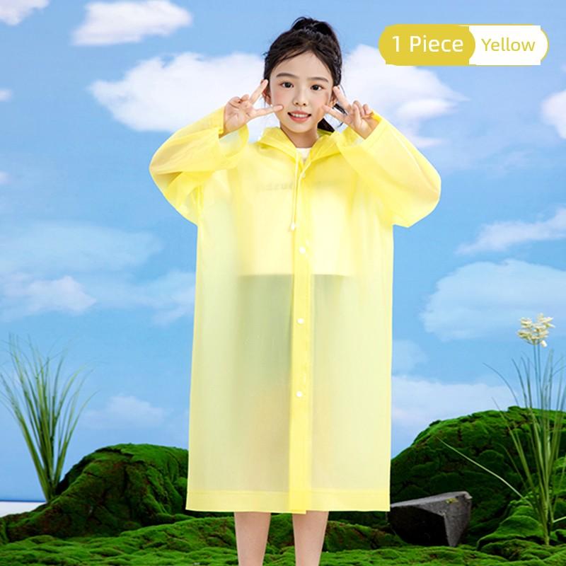 Dingqing Children's Outdoor Disposable Raincoat, Waterproof, Thickened, Hooded, Portable, Extended Length, White Rain Poncho, Storm-Proof