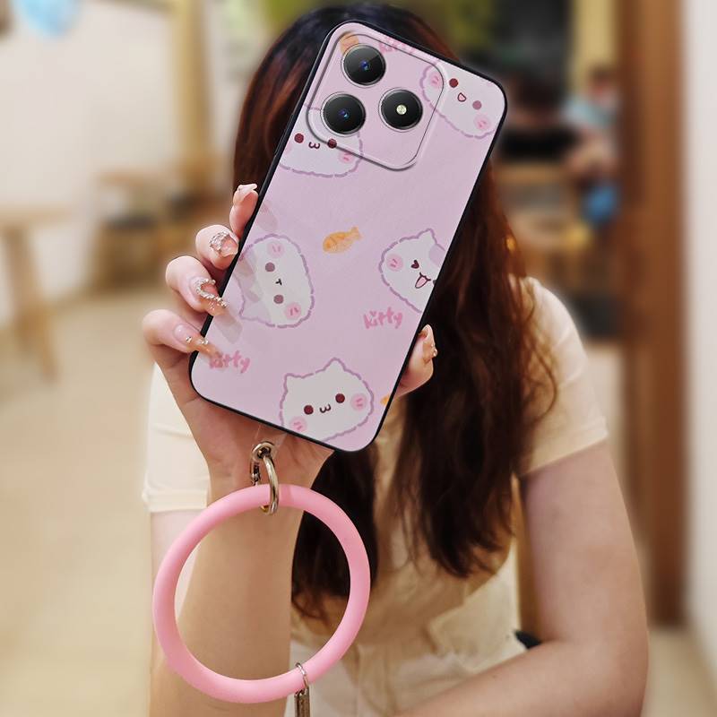 Solid Color Ring Phone Case For Realme C63 4G/C61 4G Cute Personality Heat Dissipation Youth Back Cover Funny Soft Case