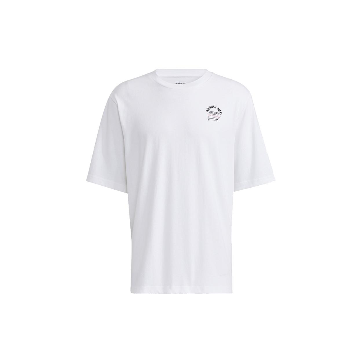 adidas neo M Bqfd Tee 2 Subject Printing Loose Sports Short Sleeve White Men s H62007 L