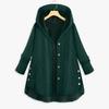 Plus Size Women Casual Long Sleeve Hooded Coat with Button Pockets High Low