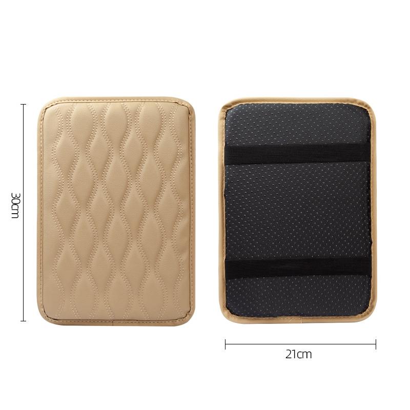 PU Leather Car Armrest Mat Center Console Wave Embroider Car Seat Box Protection Cushion Pillow Cover Protective Car