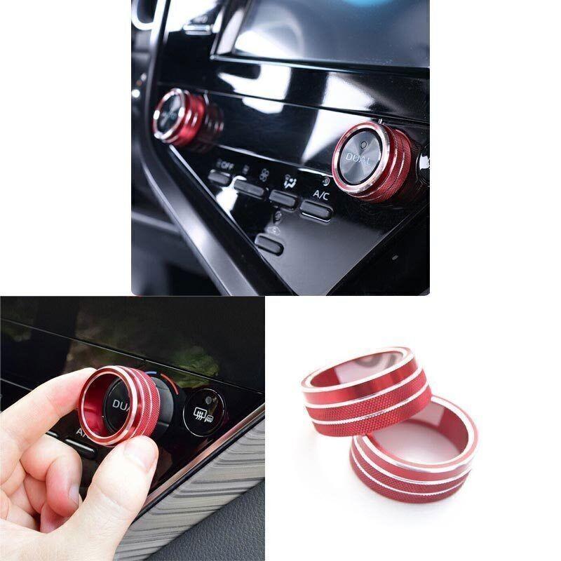 AC Switch Knob Red Alloy Cover Trim For Toyota Camry 2018- Center Console