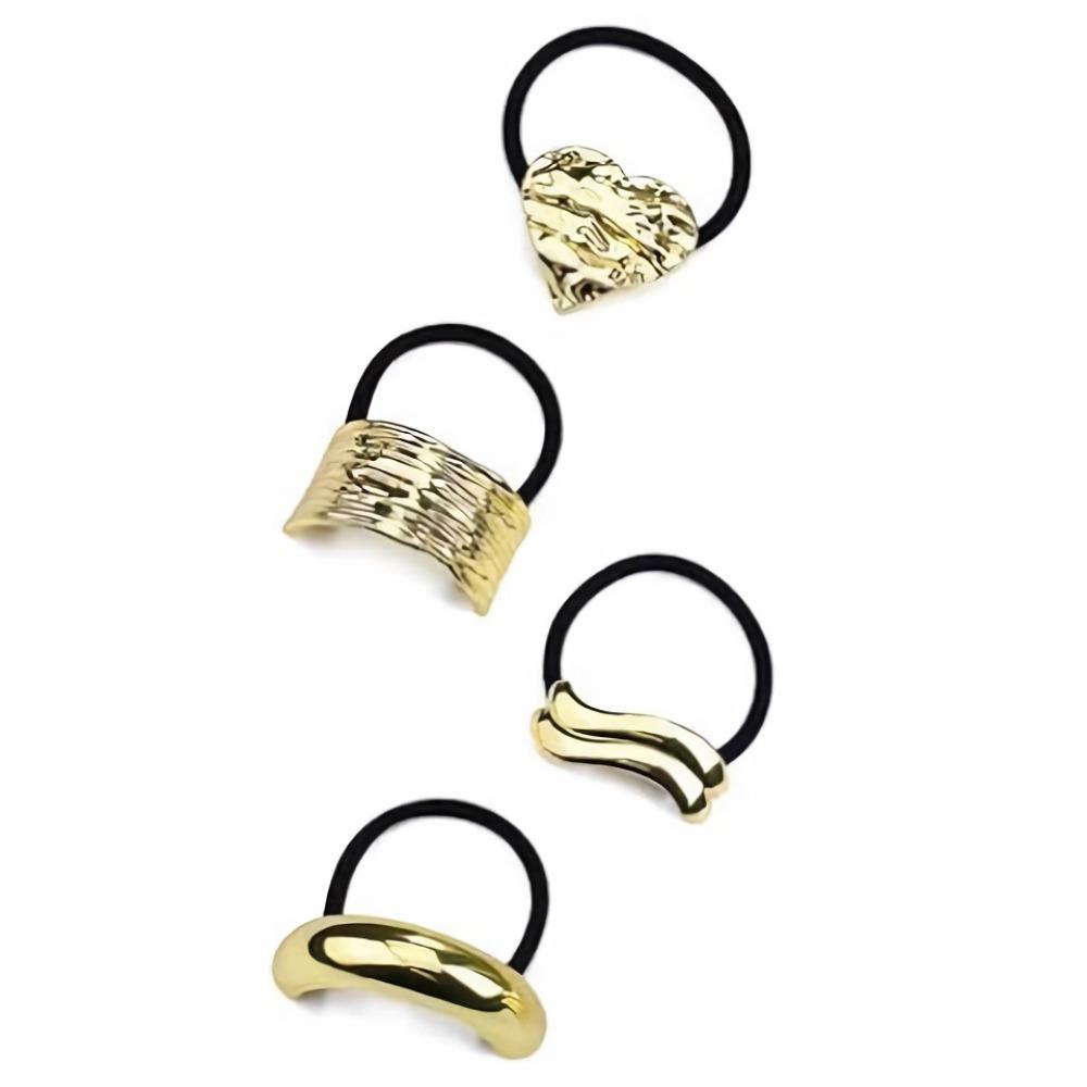 Holder Irregular Shape Metal Hair Cuff Golden Color Geometric Charms Ponytail Holder Silver Metal Elastic Scrunchies Women
