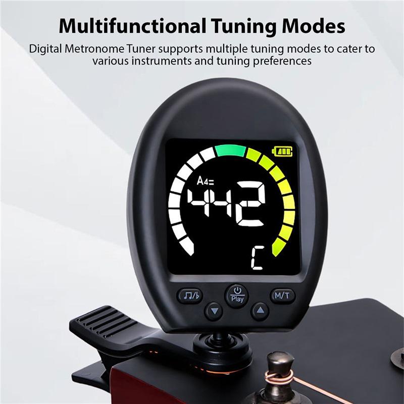 Meideal Guitar Tuner Clip On with Beat Function Portable Guitar Tuner Rotating Clip for Chromatic Guitar Bass Violin Ukulele