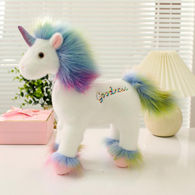 Cute colorful unicorn doll plush toy unicorn pony doll girl company soothing doll