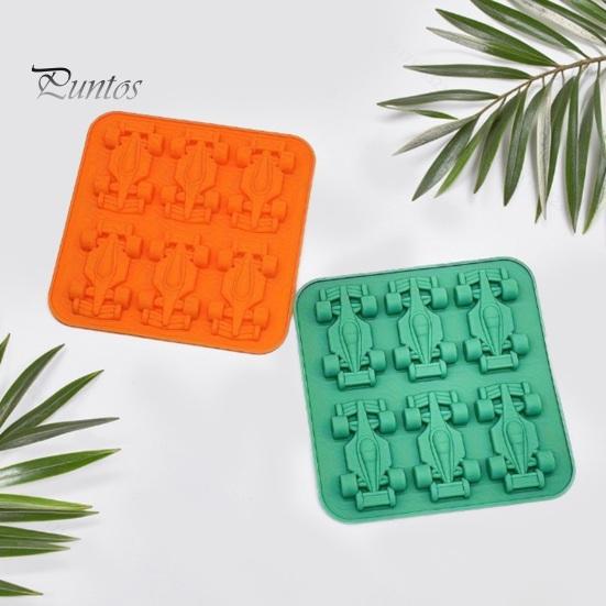 Silikon-Backformen für Kinder Rennauto Eisform, 6 Mulden 3D Kuchen Süßigkeiten Gelee Leicht zu reinigende Schale, Lebensmittelgeeignet Flexibel Form Schokolade Seife,
