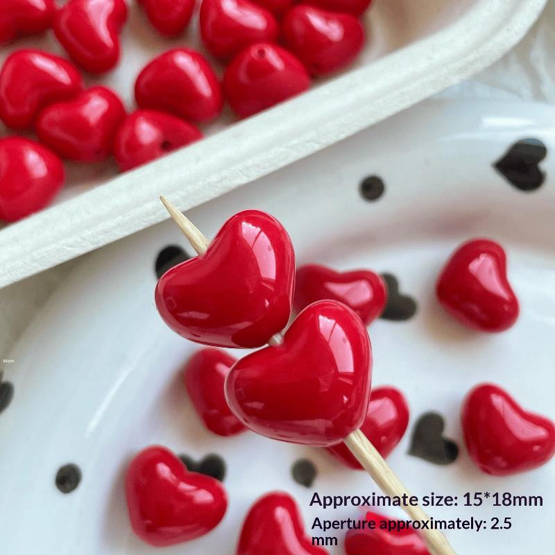 10Pcs Colorful Acrylic Love Heart Shape Bead Loose Spacer Beads For Diy Bracelet Necklace Jewelry Making Accessories