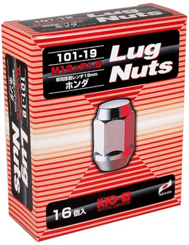 KYO-EI (Kyoei Sangyo) Wheel Nuts, Steel Lug Nuts [Quantity: 16 Pieces] [Bag Type 19HEX] M12 X P1.5 101-19-16P