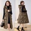 Winter New Models Wear Thin Down Cotton Vest On Both Sides Women's Medium and Long Cotton Vest Over the Knee Versatile Outer Wear Cotton Vest Back