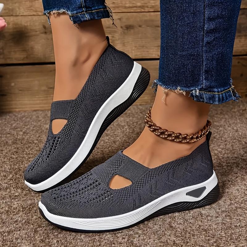 Simple Ladies Breathable Hollow Sneakers-casual Light Flat-bottomed Outdoor Walking Shoes, Suitable for Low Tops In All Seasons.