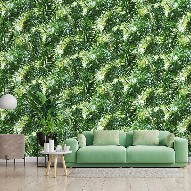Forest Green Plant Palm Leaf Wallpaper 3D Bedroom Living Dining Room Wall Decor PVC Waterproof Wallpaper