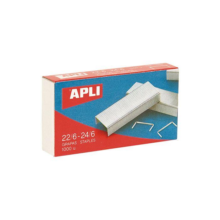 Agrafes - APLI - Boite de 1000 - 22/6 mm - 24/6 mm - Acier