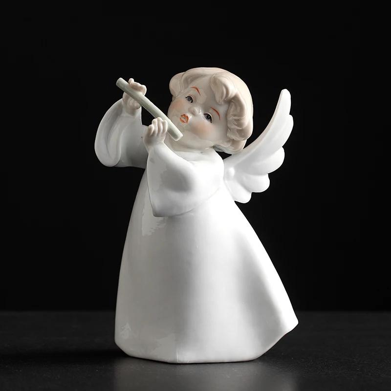 Nowa Europejska Aniołek Ceramiczna Lalka Figurka Muzyczna Stojak Ekspozycyjny do Przechowywania Pokój Salon Stół Ozdoby Domowe Dekoracja Ślubna Prezent