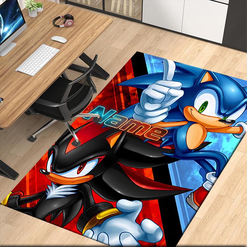 Custom Name Sonic Printed Carpet Rug For Office Chair Living Room Bedroom Kitchen Room Decor Gifts