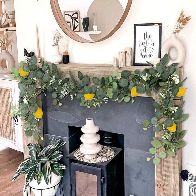 Artificial Simulation Green Plants, Such As Eucalyptus Leaves, Lemon Vines, and Vines, Are Hung for Home and Outdoor Decoration