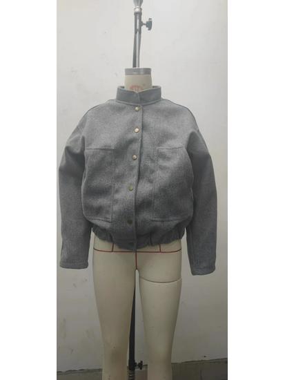 2025 Women's Casual Solid Stand Collar Long Sleeve Coat with Large Pockets