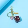 Dice Crystal Drip Alphabet Keychain Student Ladies Bag Pendant Jewelry Gift Pendant Keyring Accessories