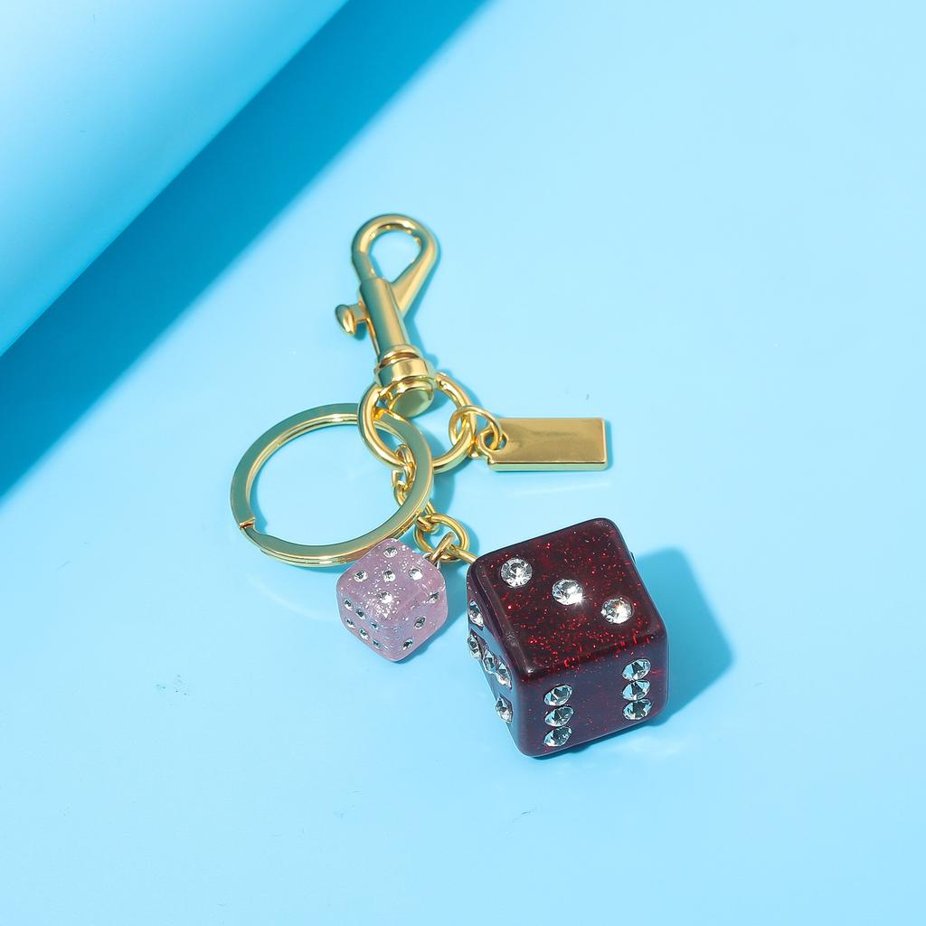 Dice Crystal Drip Alphabet Keychain Student Ladies Bag Pendant Jewelry Gift Pendant Keyring Accessories
