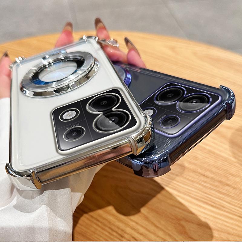Shockproof Transparent Magnetic Bracket Case For Xiaomi Redmi Note 14 Pro+ 15 14C 14 Pro 14S 13C 13 Pro+ 13 Pro 13R 12C 12 Pro 12S 10C 10 11 Pro A5