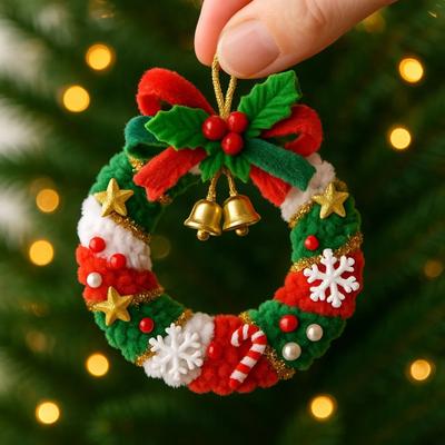 DIY Pletená ozdoba zvonku Santa Clause Ručně vyrobená vánoční ozdoba na stromeček Sváteční háčkované doplňky pro milovníky tvoření