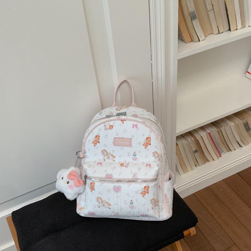 Schoolbag Korean niche cute printed backpack 1011 new large-capacity women's student class commute fashion backpack