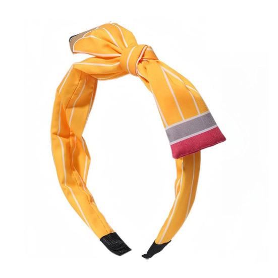 Women Hair Hoop Bright Yellow Pencil Design Bow Decor Hair Clip Back to School Student Teacher Hair Accessories