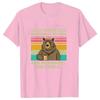 Ich hasse Morgenmenschen und Morgen und Menschen T-Shirt Lustiger Bär Kaffeeliebhaber Niedliches Faules Tier Retro T-Shirt Damenbekleidung