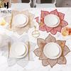 Tappetino da Tavola in PVC da 38cm Tappetino da Tavola Fiore di Loto Metallico Impermeabile Resistente al Calore Antiscivolo Per Tavolo da Pranzo Decorazione Festa di Matrimonio