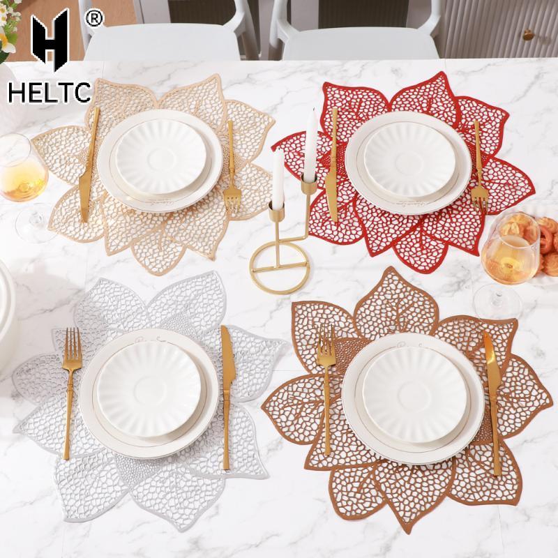 Tappetino da Tavola in PVC da 38cm Tappetino da Tavola Fiore di Loto Metallico Impermeabile Resistente al Calore Antiscivolo Per Tavolo da Pranzo Decorazione Festa di Matrimonio