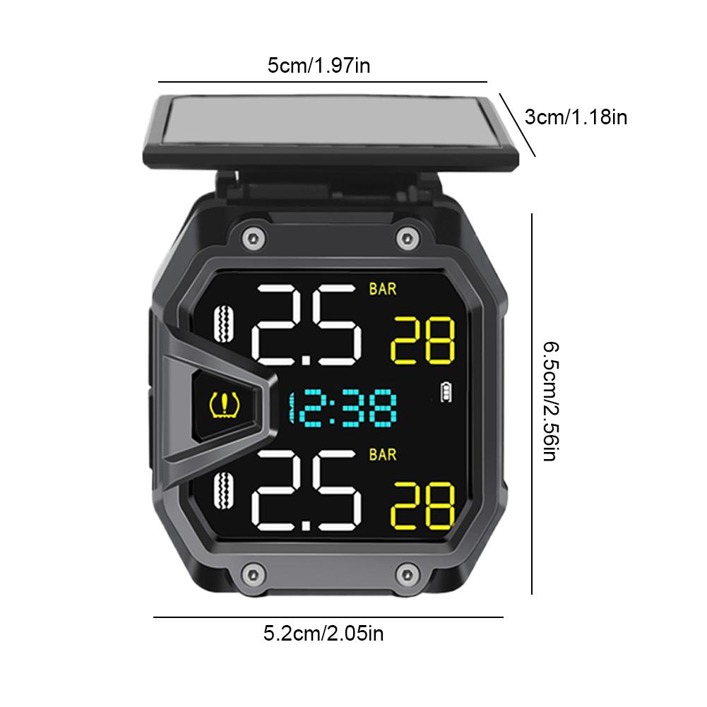 Motorcycle Wireless Tire Pressure Sensor Tire Pressure Monitoring System TPMS Moto Solar Charge Tyre Temperature Alarm Sensor