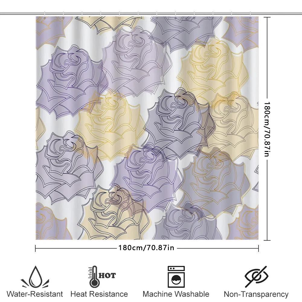 Luxurious Floral Shower Curtain Vivid Rose Design For Bathroom Decorations In Pastel Colors Suitable For Home Kitchen And Bedroo